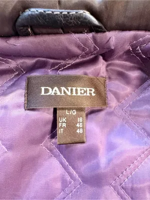 💥Danier Genuine Leather Hooded Moto Zip Up Jacket Brown Quilted Lining Sz L❤️ thumbnail 11