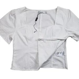 NAKD Puffy Shoulder Corset Top Womens Medium 38 White Side Zip Boho thumbnail 6
