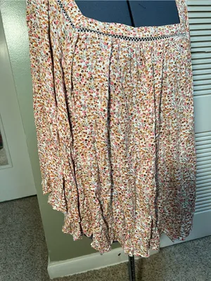Lane Bryant Womens Plus Sz 26/28 Peasant Blouse Batwing Square Neck Ditsy Floral thumbnail 4