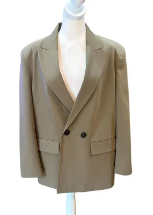 Zara Double Breasted Oversize Blazer In Khaki Womens Small Blogger Favorite thumbnail 1
