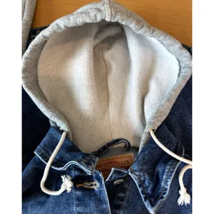Levi's Hybrid Original Denim Sweatshirt Hoodie Trucker Jacket Medium Blue Gray thumbnail 10