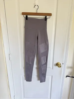 Alo Yoga Grey Moto Panel Leggings thumbnail 3