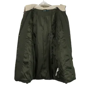 Ralph Lauren Women's Olive Green Long Puffer Coat Fur Hood Medium Down Filled thumbnail 3
