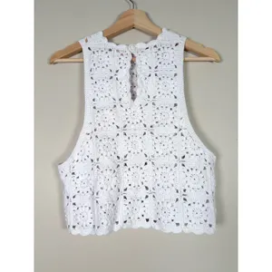 Show Me‎ Your Mumu Laguna Top White Daisy Crochet Cotton Boho Crop XS Festival thumbnail 4