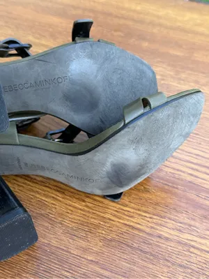 Rebecca Minkoff Leather Block Heel Sandals Women 6.5 Olive Green Buckle thumbnail 10