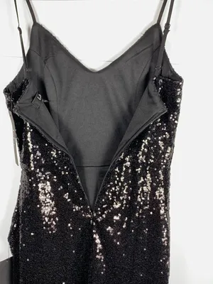 Lulus Black Sequin Mini Dress XS NWT Cocktail Party Homecoming Spaghetti Strap thumbnail 11