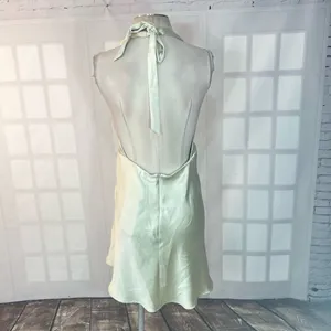 ZARA light mint green satin halter mini dress size large thumbnail 7