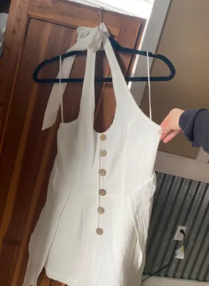 Blu Spero White Linen Romper thumbnail 1