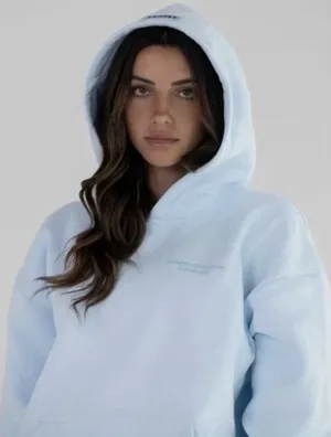 Comfrt light blue hooded sweater hoodie women's size‎ medium kangaroo pockets thumbnail 1