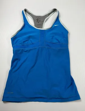 Nike Dri-FIT Tank Top Athletic Racerback Built-In Bra Blue‎ Size M thumbnail 1