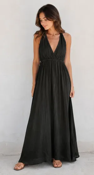 Lulus Green Strappy Halter Maxi Dress Womens XS Summer Beachy Casual Long thumbnail 1