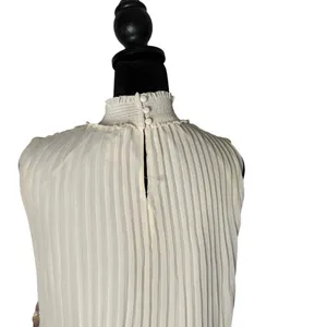 Nanette Lepore Pleated Mock Neck Blouse Ivory Sleeveless Top Womens M Read thumbnail 8