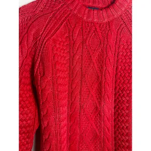 Polo Ralph Lauren Red Cotton Cable Knit Crewneck Sweater‎ Garment Dye XS thumbnail 3