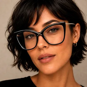Chic Elegant Gold Detailed Clear Lens Black Frame Glasses thumbnail 1