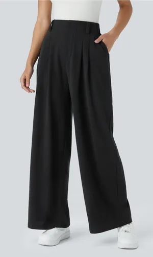 Medium PETITIE Halara Flex™ High Waisted Pocket Wide Leg Waffle Work Pants thumbnail 1