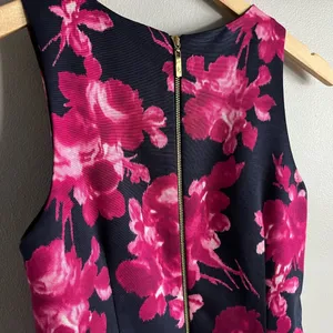 Eliza J Floral Fit & Flare Dress Navy Pink Belted Sleeveless Size 4 thumbnail 9