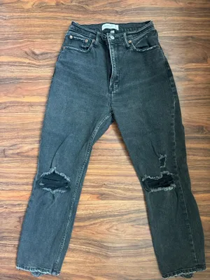 Abercrombie Fitch 90s Straight Curve High Rise Jeans Women's size 25 #denim #distressed thumbnail 1