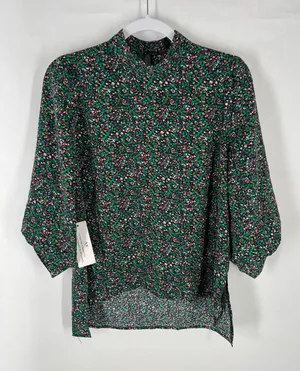 AX Paris Floral High Neck‎ Balloon Sleeve Blouse Size 6 NWT thumbnail 1