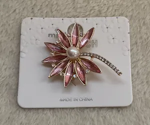 Pink Rhinestone Flower Brooch thumbnail 1