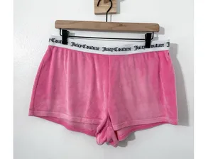 Juicy Couture Velour Boxer Shorts Spellout Size XL Pink Rhinestone Y2K 90s thumbnail 1