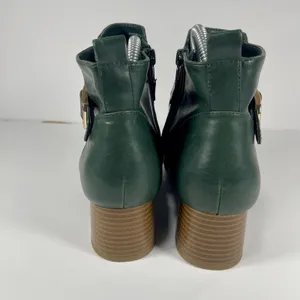 Charter Club Katiaa Green Ankle Boots Size 8.5M Gold Buckle Block Heel thumbnail 5