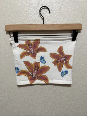 Edikted Tiger Lily Butterfly Cotton Tube Top Strapless Y2K Coquette XS thumbnail 4
