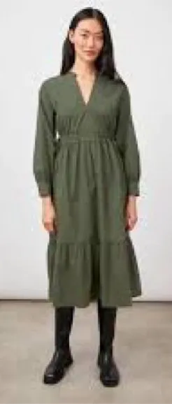 Rails‎ Maple Olive Smoke Midi Dress Smocked Waist Boho Cottagecore Chic Size S thumbnail 1