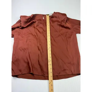 MNG Ruffle Long Sleeve‎ Blouse Elegant Top Copper Brown Size S thumbnail 4