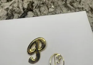 Lot Of 2 Vintage - Modern Gold Tone Brooch Pins Letter / Initial P thumbnail 3