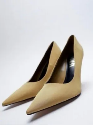 Zara NWT‎ Women’s Pointed Toe High Heels Pumps in Light Tan Size 7.5 thumbnail 11