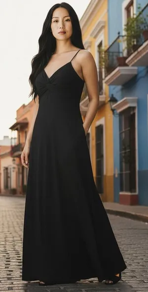 Worthington Black Empire Waist Evening Gown Satin Trim Formal Dress Womens 14 thumbnail 1
