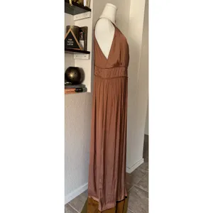 Mango Flowy Wide Leg Halter Jumpsuit With Pleated Details in Copper Size Large thumbnail 5