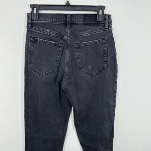 Abercrombie & Fitch Size 26 90s Straight Ultra High Rise Distressed Black Jeans thumbnail 6