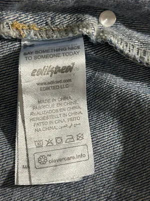 Edikted Dark Blue Denim Cutoff Skorts with Pink Tag thumbnail 9