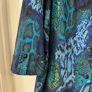 Attyre Snakeskin Animal Print Jacket 3X Car Coat Blue Green Bold Career Travel thumbnail 2