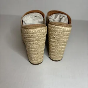 Lisa Vicky Tan‎ Camel Kid Suede Wedge Espadrille Platform Sandal Mules Size 9 thumbnail 5