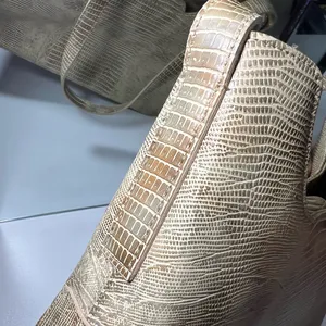 Vintage GUESS Embossed Lizard Print Shoulder Bag Y2K Tan Beige Purse thumbnail 9