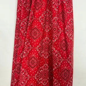 Women's Handkerchief Print Smocked Red Maxi Dress Size S/M thumbnail 6