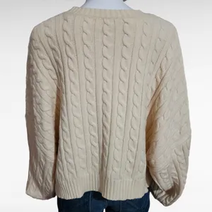 Buckle Le Lis Ivory Cable Ribbed Cropped Pullover Sweater Size Large thumbnail 5