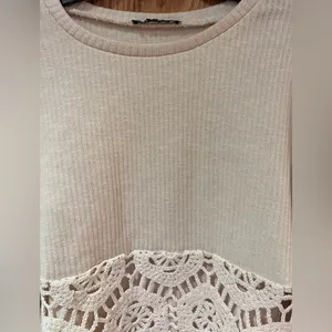 ZARA Beige Ecru Crocheted‎ Long Sleeve Sweater Sweatshirt Top Shirt Size Small thumbnail 11