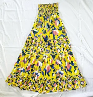 MAAJI Strapless Long Smocked Tiered Maxi Dress Floral Hamilton Bay Print Size M thumbnail 4