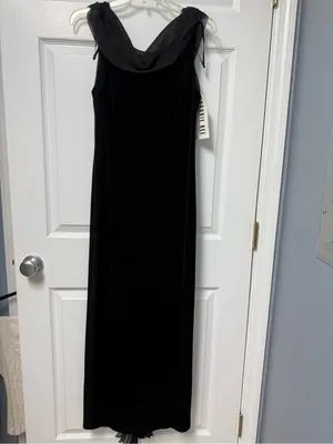 Robbie Bee Black Velvet Maxi Dress with Cowl Neck thumbnail 6