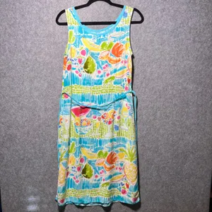 Weekend‎ Clothes Line Fruit Print Rayon Sleeveless Dress Small Blue Summer thumbnail 8