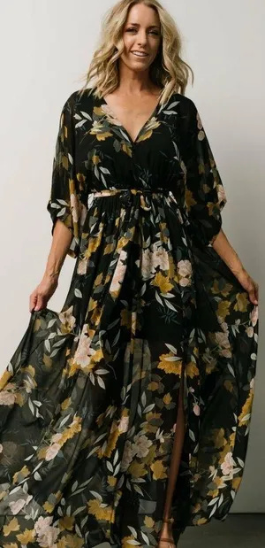 Baltic Born Kia Kimono Maxi Dress Short Sleeve New Without Tags Floral SOLD OUT thumbnail 1