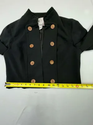 Kenzie Women's Black Cropped Double Breasted Military Style Jacket Size 12 thumbnail 8