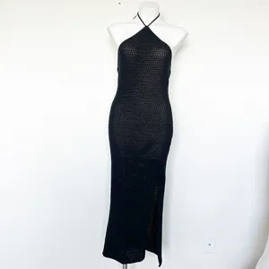NEW Aqua Halter Crochet Dress MEDIUM thumbnail 6