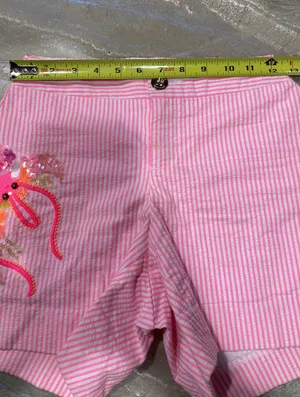 Lilly Pulitzer Pink Striped Shorts with Embellished Design Women’s 6 / Read Description The waist was modified and now is 24 inches. This short is for a girl with small waist (Please See the pics) thumbnail 7