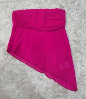 Urban outfitters Strapless Asymmetric Pink tube top thumbnail 1