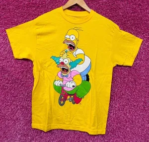 Homer & Krusty the Klown Tricycle The Simpsons Cartoon Tee M thumbnail 1