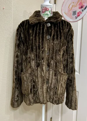 White Stag Vintage 90’s Brown Plush Teddy Jacket size XL thumbnail 1